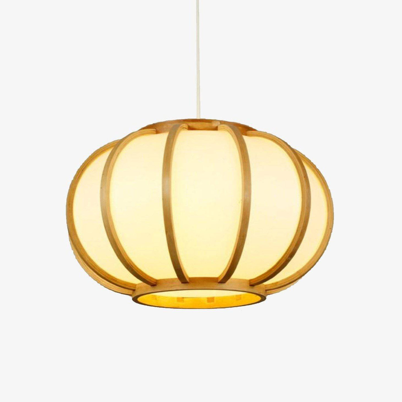 Bamboe LED Hanglamp met Ronde Lampenkap in Japanse Stijl