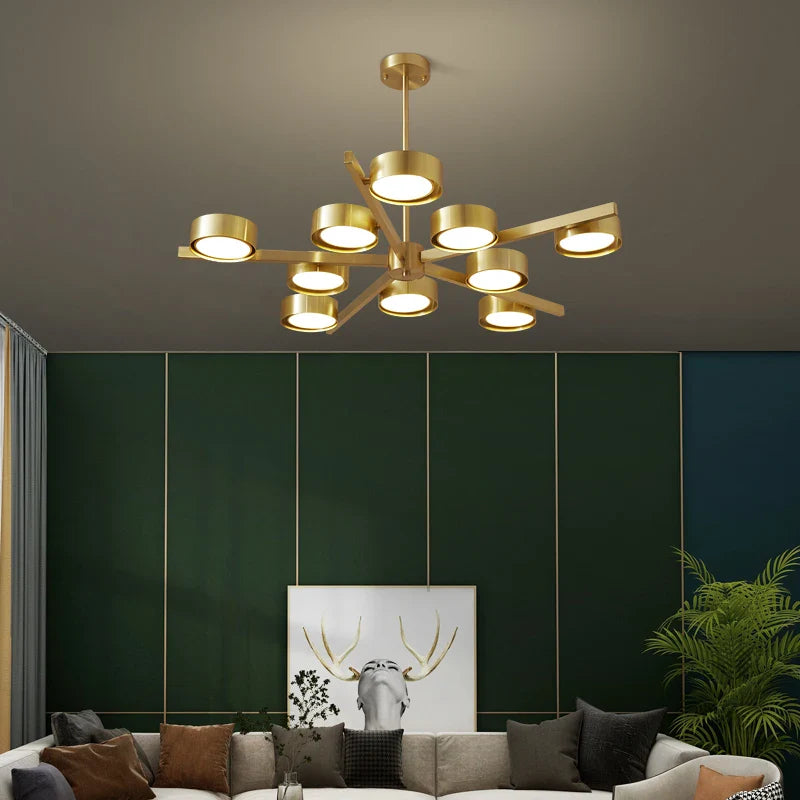 Scandinavische koperen kroonluchter creatief ontwerp voor zachte verlichting