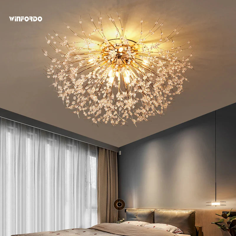led kroonluchter met kristallen takken winfordo op voorraad