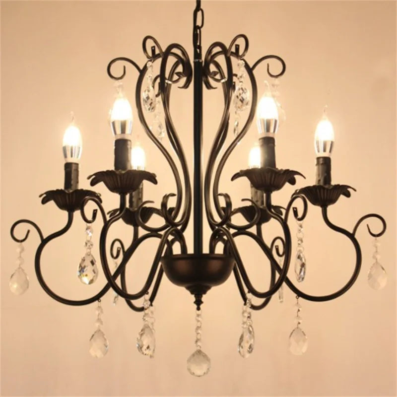 retro industriële hanglamp van smeedijzer met kristallen voor binnenhuisdecoratie