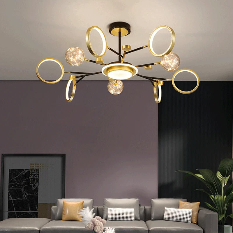 moderne noordse ijzeren kroonluchter met sterverlichting en creatieve decoratie
