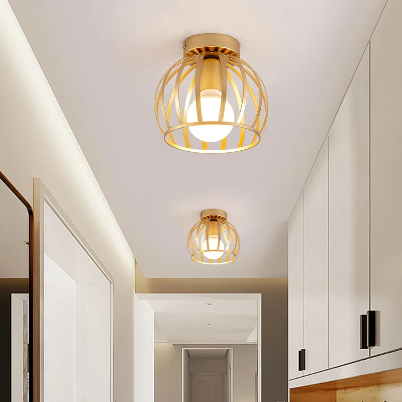 Retro Gouden LED Plafondlamp van Metaal voor Balkon en Gang