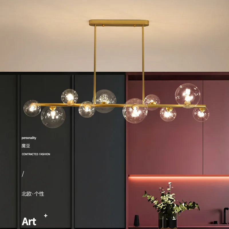 moderne noordelijke led-kroonluchter met glazen bol industriële verlichting