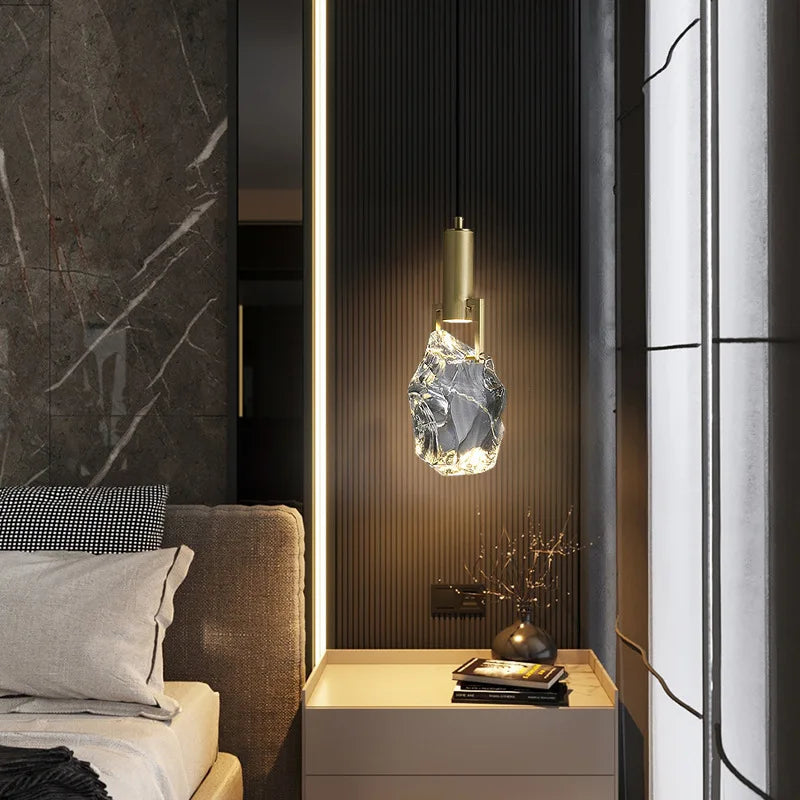 moderne minimalistische luxe hanglamp van kristal en koper