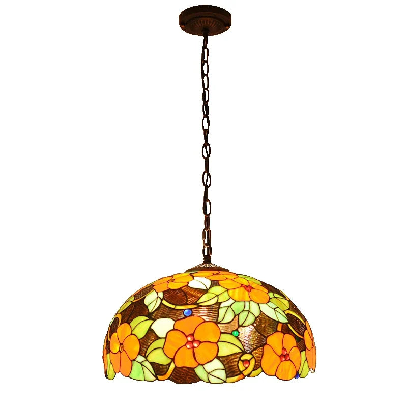 bloemenkroonluchter van glas in Tiffany-stijl voor restaurant en bar