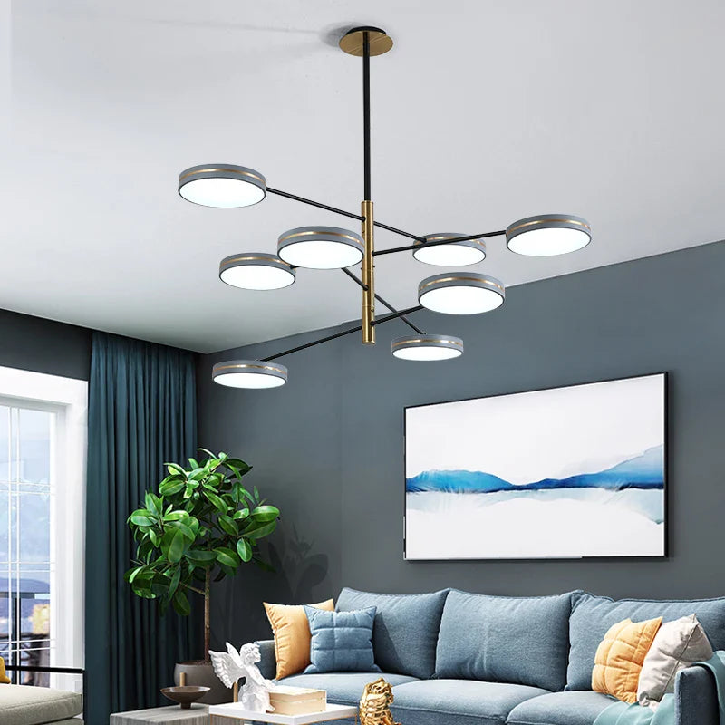 moderne led-kroonluchter decoratie met opgerichte buis binnenverlichting