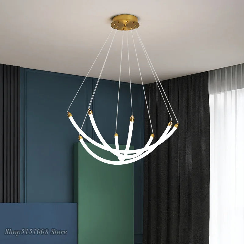 nordische led-hanglamp van acryl en metaal met verstelbare hoogte