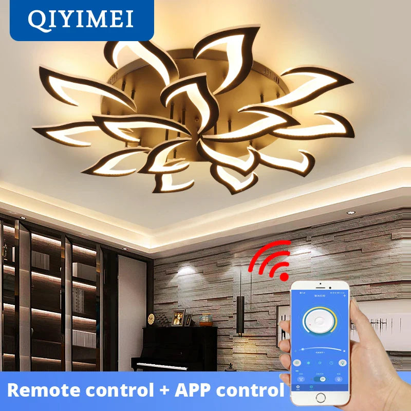 moderne led-kroonluchter van ijzer met acrylverlichting voor binnen
