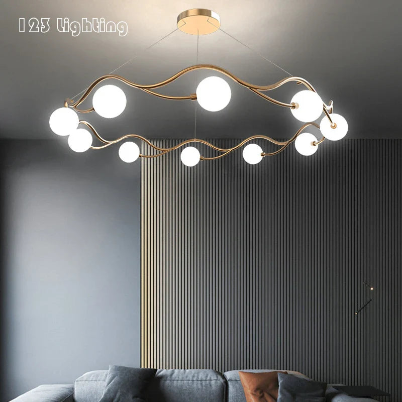 moderne witte glazen kroonluchter met artistieke decoratie voor binnen