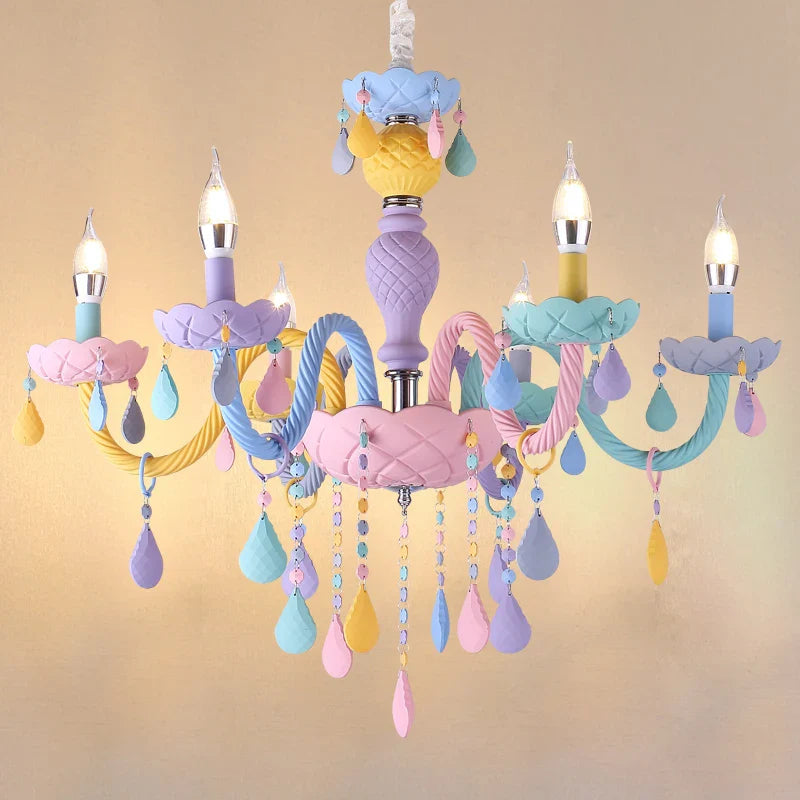 Regenboog kroonluchter voor kinderen in kawaii macaron stijl LED
