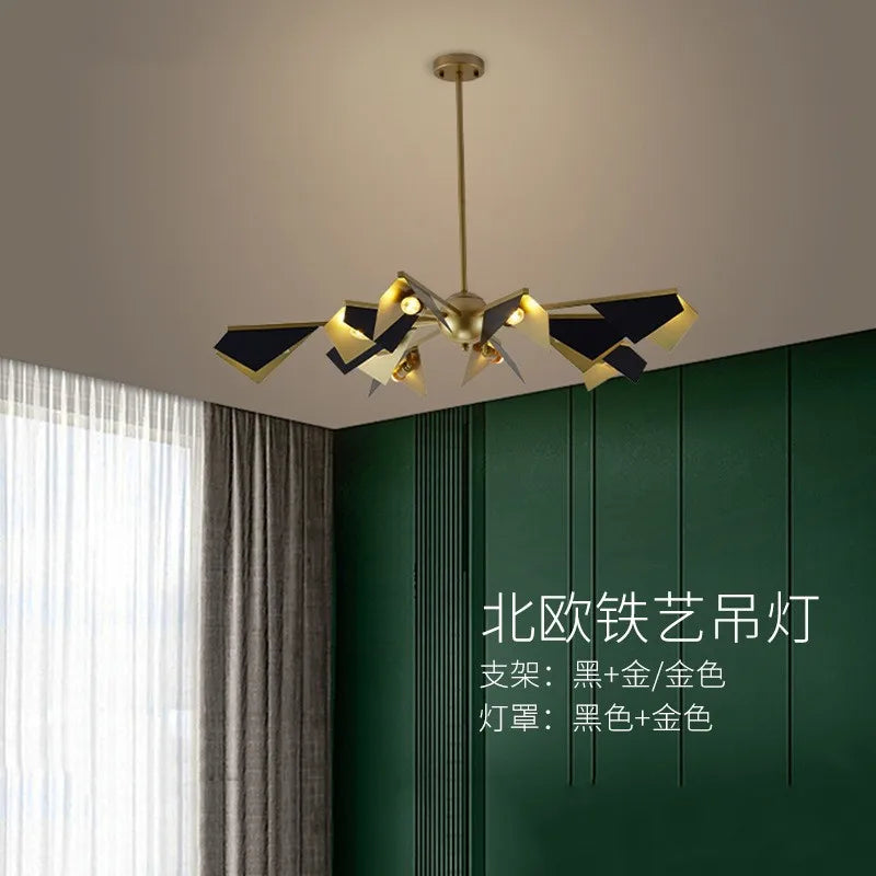 noordse smeedijzeren kroonluchter creatieve luxe verlichting