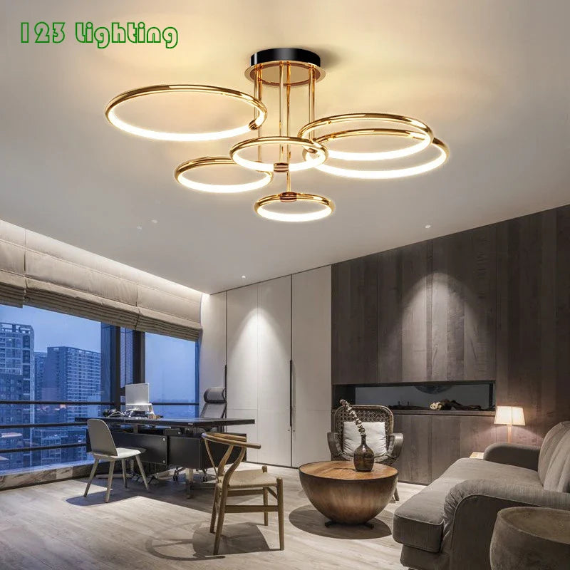 moderne led-kroonluchter met afstandsbediening en dimmer voor binnen