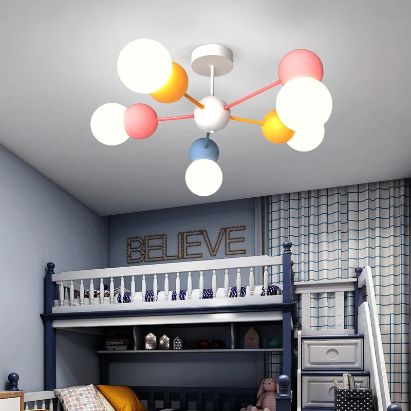 noordse kinderkroonluchter met tekenfilm led-hanglamp