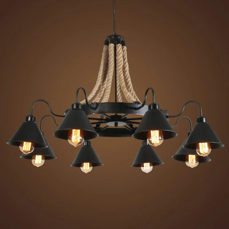 vintage industriële smeedijzeren kroonluchter voor loft en café