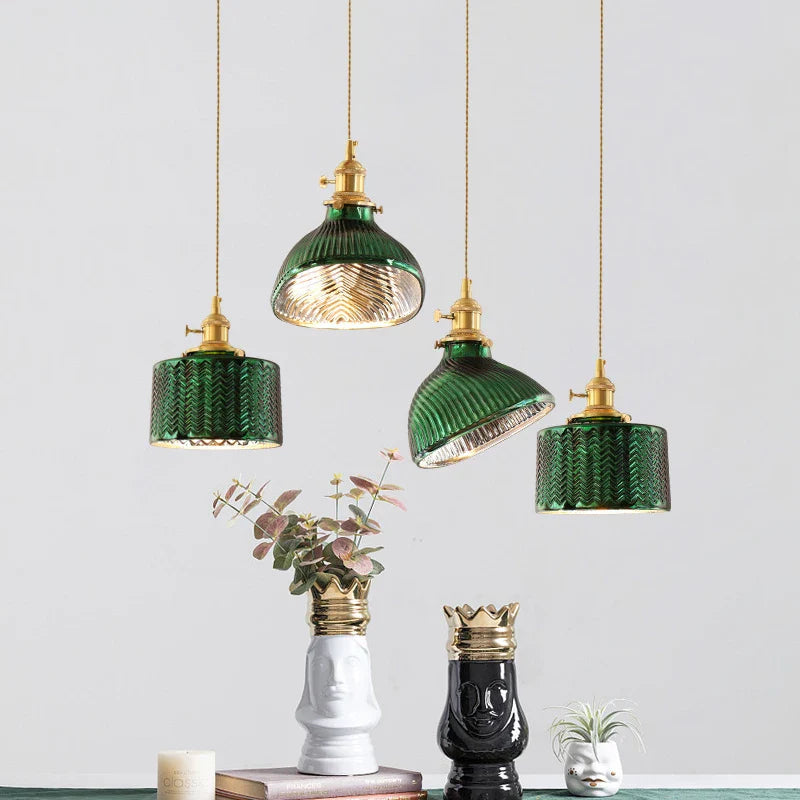 minimalistische Japanse glazen en messing kroonluchter creatieve decoratieve verlichting