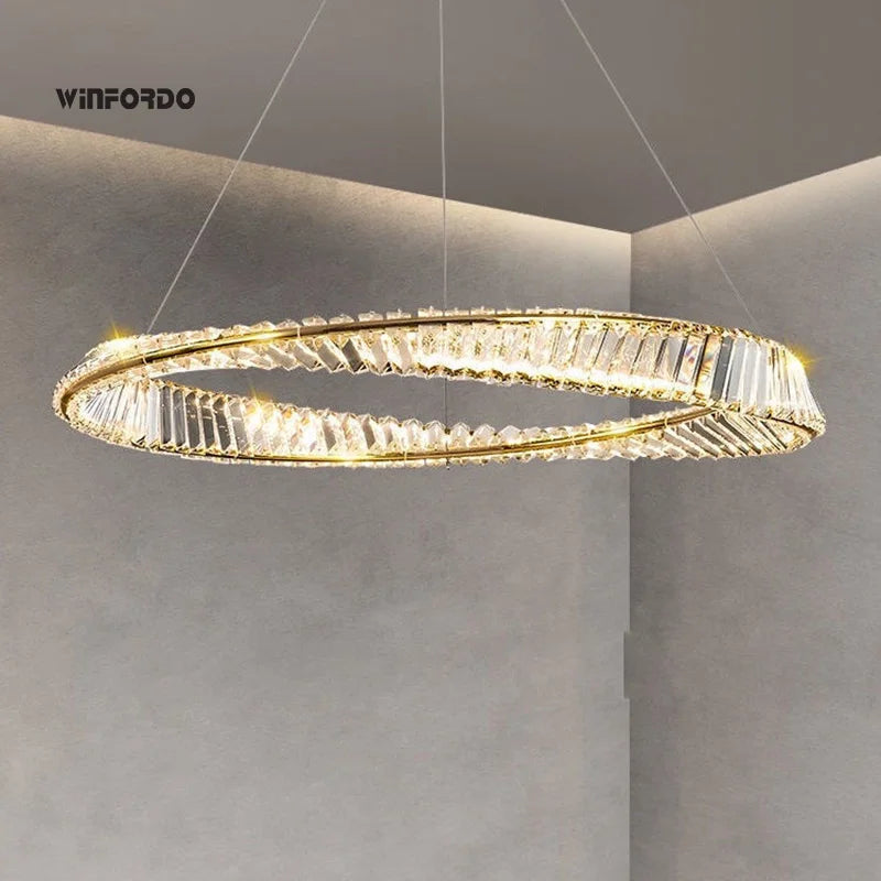 luxe gouden kroonluchter met kristallen verlichting winfordo