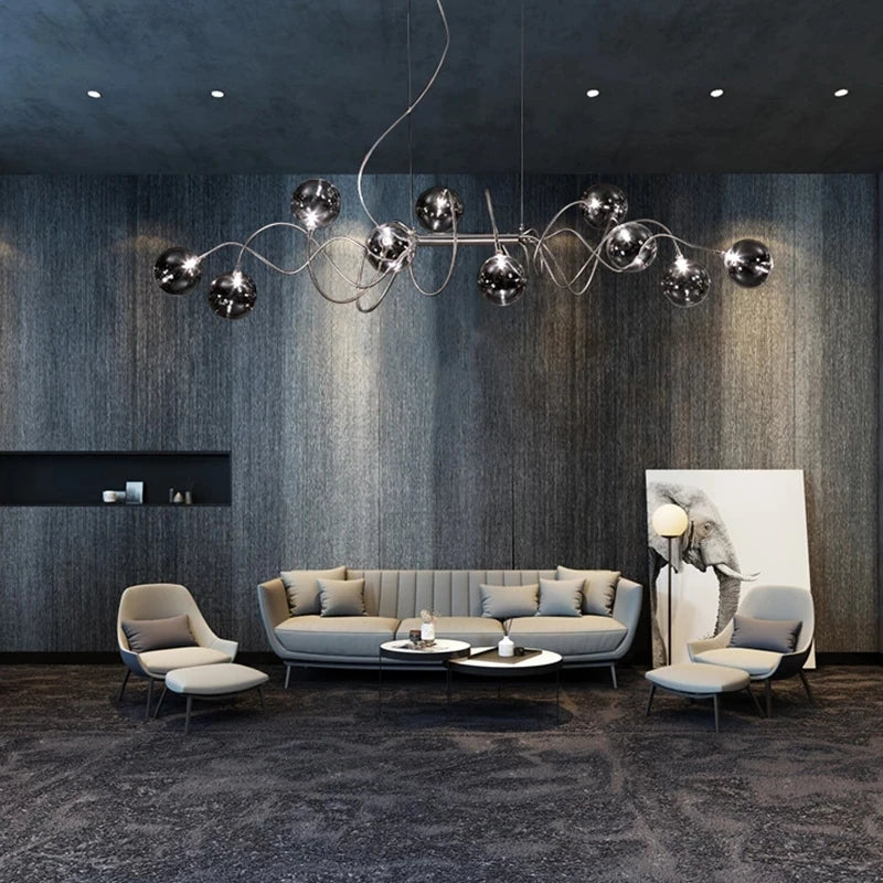 noordse led hanglamp van roetglas modern voor bar en café