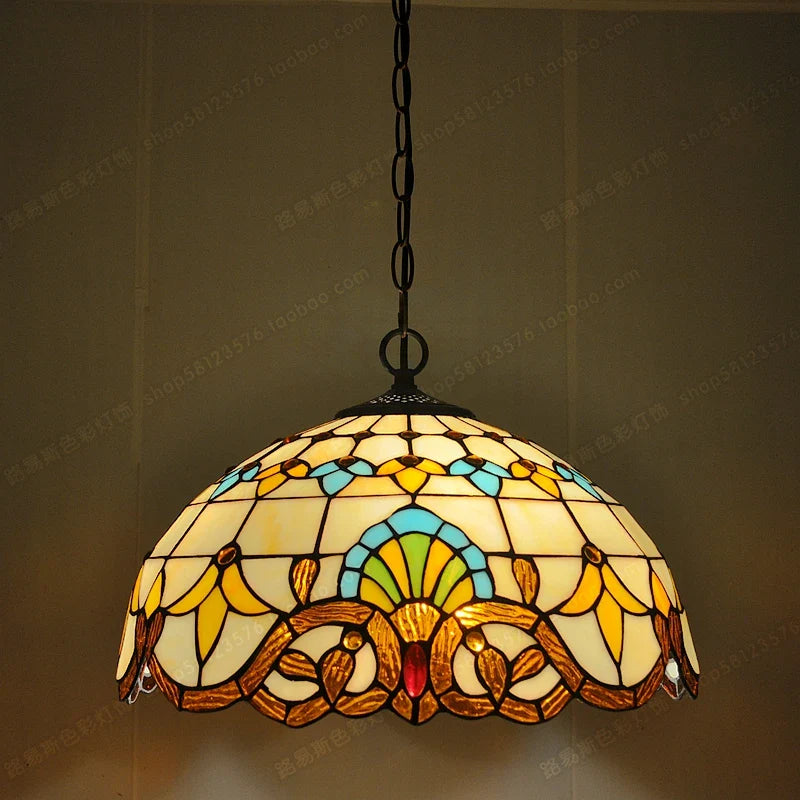 Tiffany glazen hanglamp voor Europese cafés en restaurants antiek