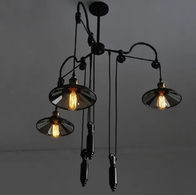 Vintage hangende katrol kroonluchter in loftstijl voor binnenhuisdecoratie
