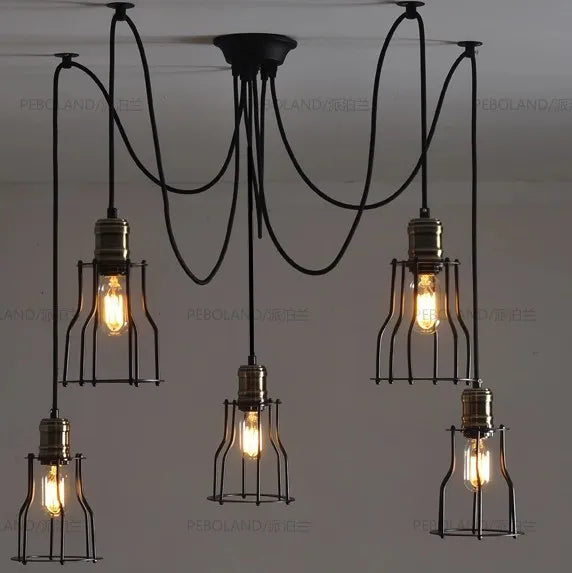 Verstelbare retro noordse vintage kroonluchter in art spider design