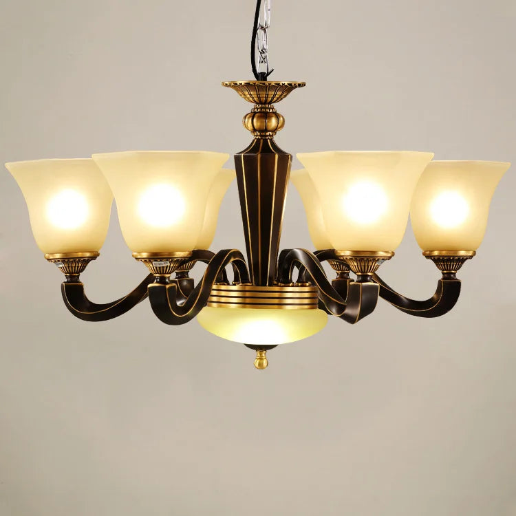 Smeedkoperen hanglamp, luxe vintage verlichting met rustieke kaarsen