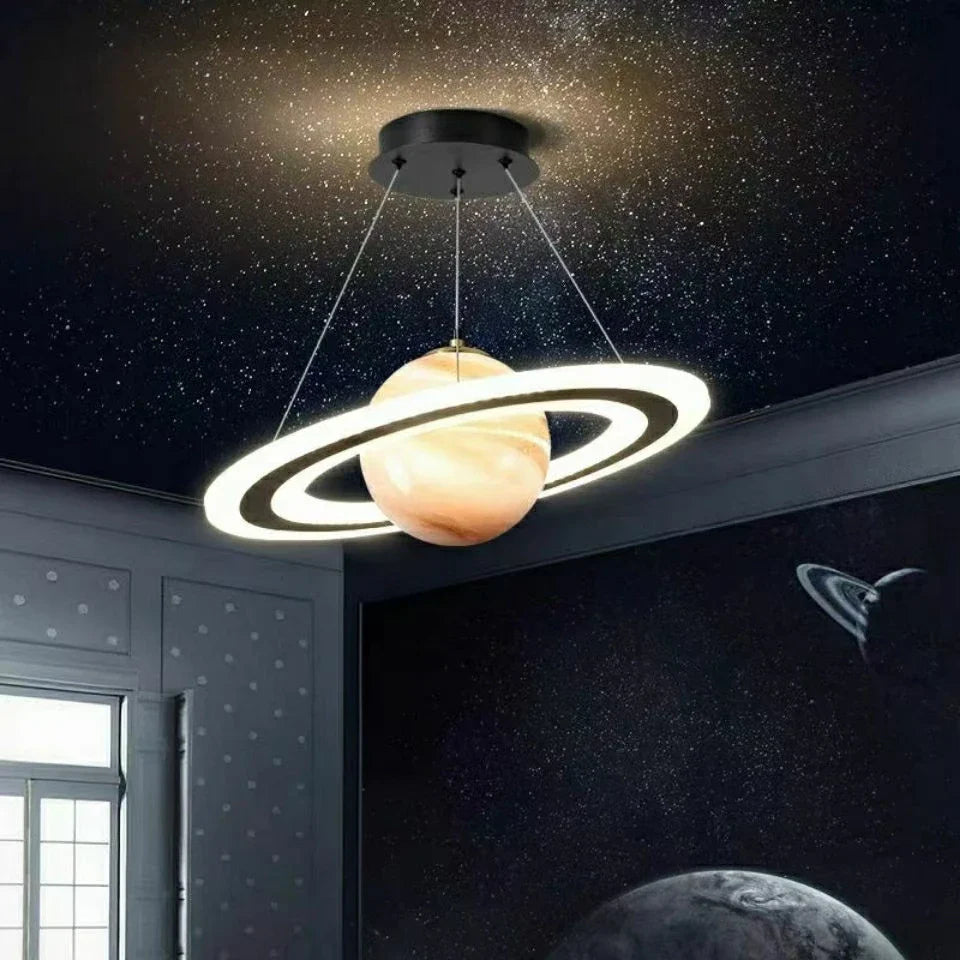 creatieve kinderkroonluchter Noordse led cartoon ruimte planeet