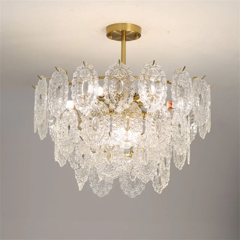 ronde kroonluchter in goudkleurig kristal modern design met led