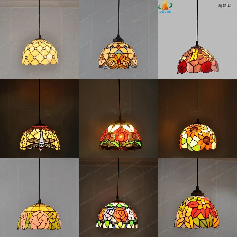 glas-in-lood hanglamp in Tiffany-stijl voor antieke decoratieve verlichting