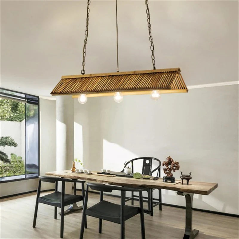 Elegante vintage bamboe kroonluchter