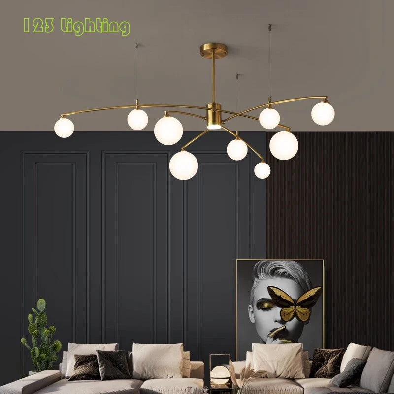 design kroonluchter van metaal en glas voor modern interieur