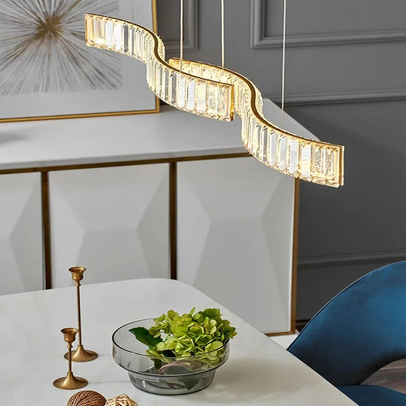 led kroonluchter met kristallen band modern eenvoudig en creatief design
