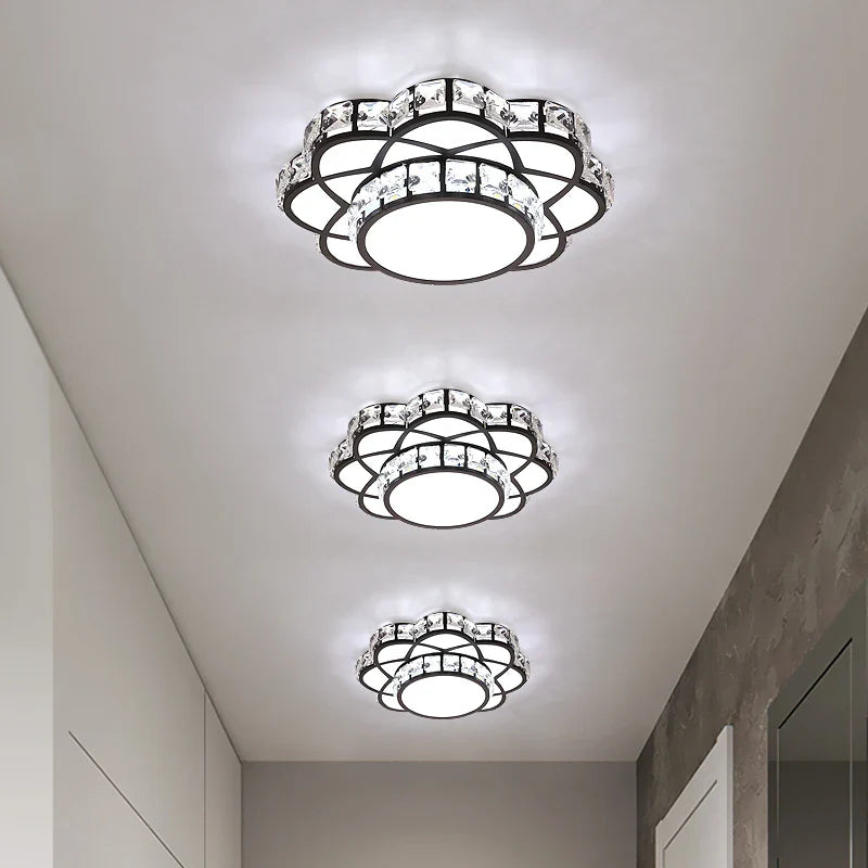 kristallen led plafondlamp luxe kroonluchter bloemen decoratieve verlichting