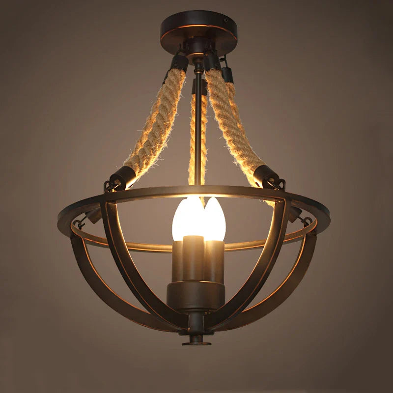 Vintage retro kroonluchter restaurant café woonkamer bar kleding melk thee salon hotel creatieve hanglamp van henneptouw