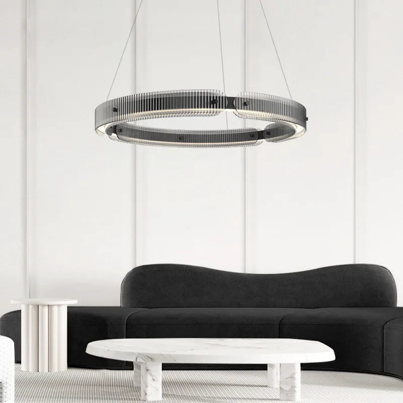rookglas kroonluchter met modern ontwerp, decoratieve hanglamp
