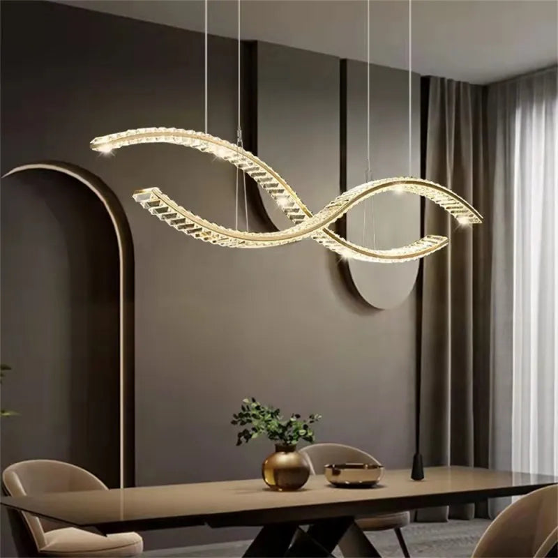 Moderne eigentijdse verlichte hanglamp design
