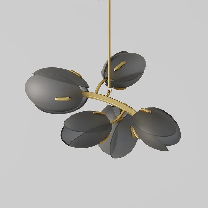 minimalistische moderne roze glazen kroonluchter met elegant design