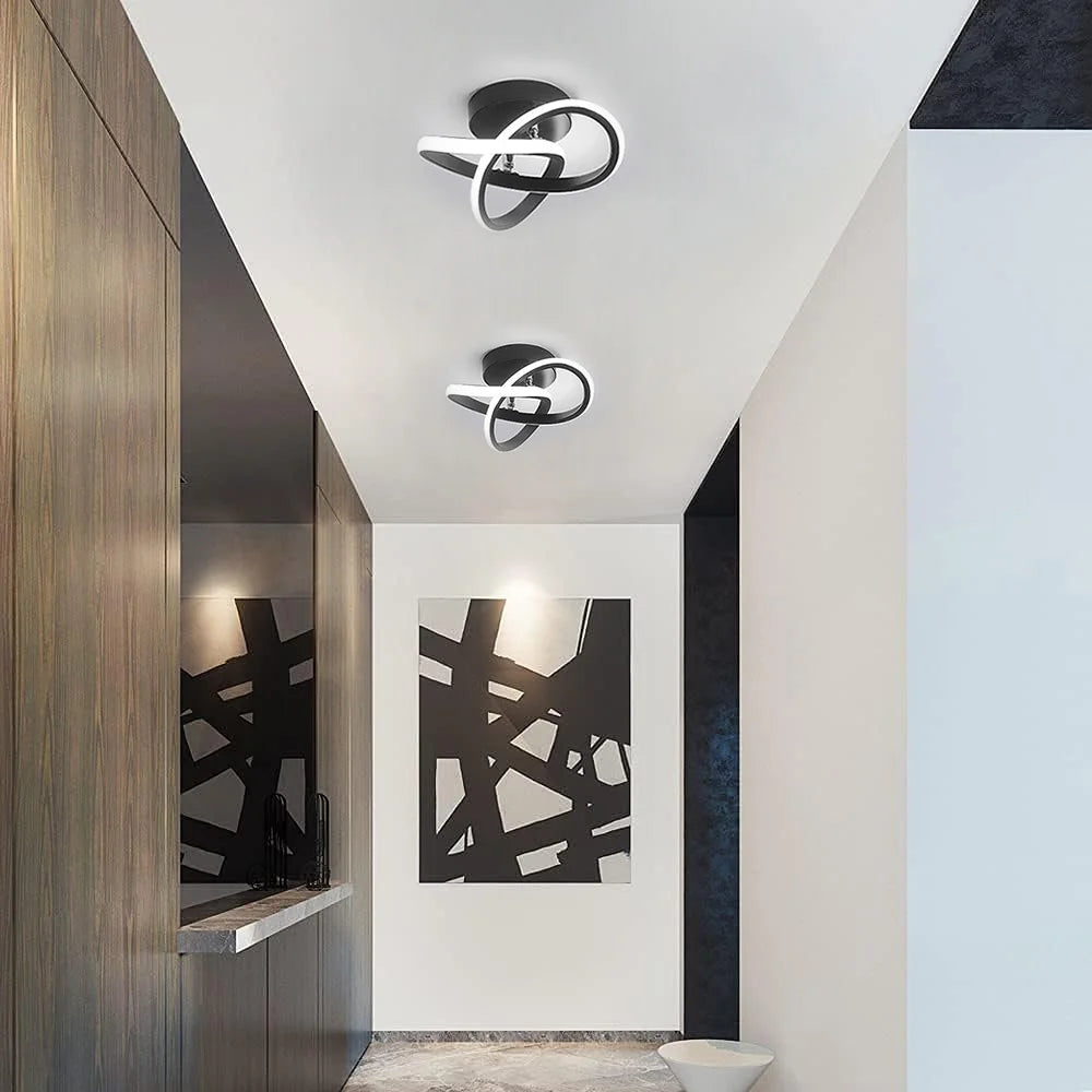 Moderne LED plafondlamp 22W 2500LM – zwarte kroonluchter voor slaapkamer, woonkamer en gang