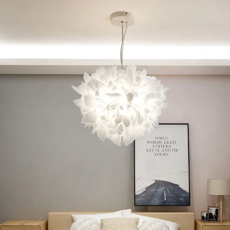 led-hanglamp met acryl bloemen voor moderne haard