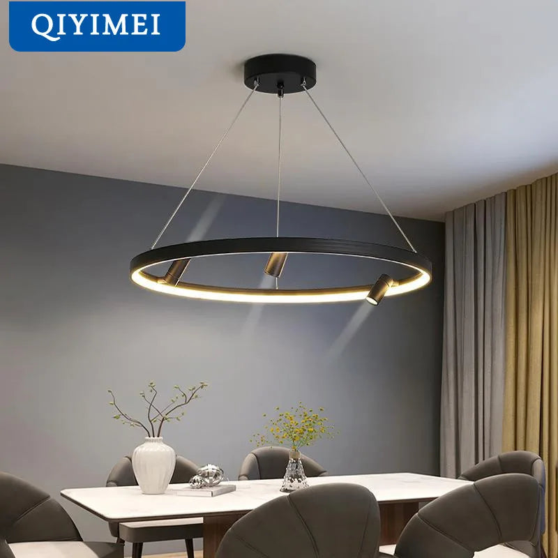 moderne led-kroonluchter met afstandsbediening en binnenverlichting