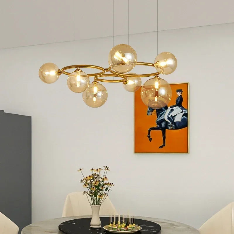 artistieke luxe hanglamp van gerookt glas