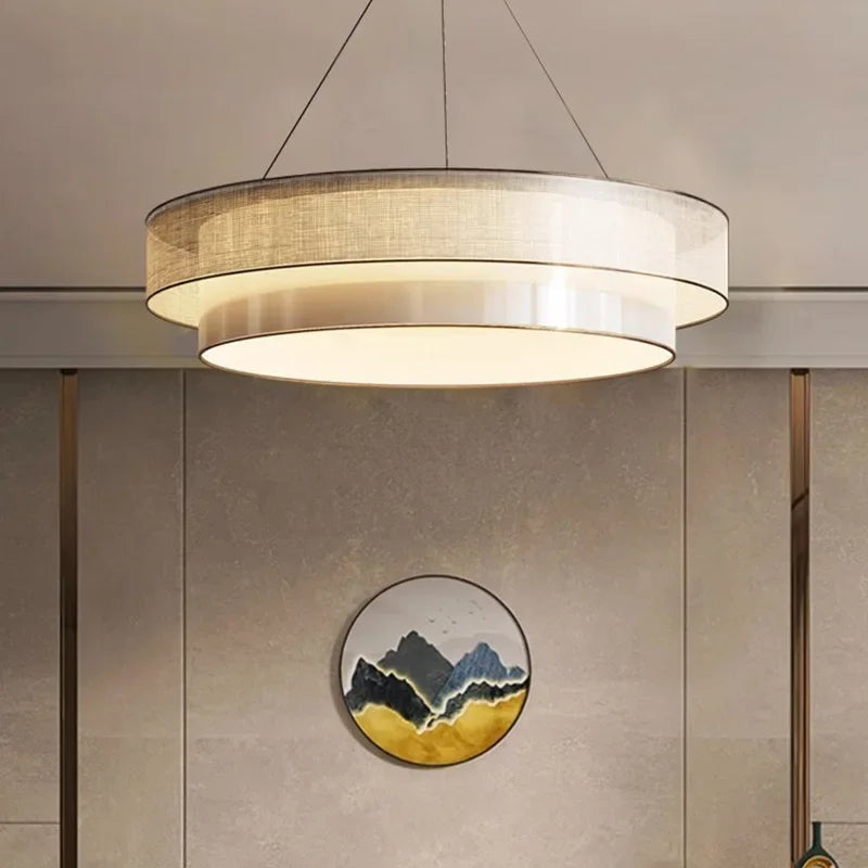 Chinese cirkelvormige kroonluchter voor elegante zen-verlichting