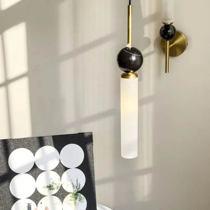 luxe minimalistische noordse kroonluchter van Italiaans marmer