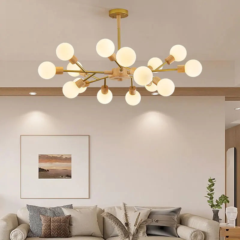 nordieke houten led-kroonluchter voor moderne binnenhuisdecoratie
