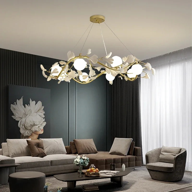 Design hanglamp met ginkgo blad