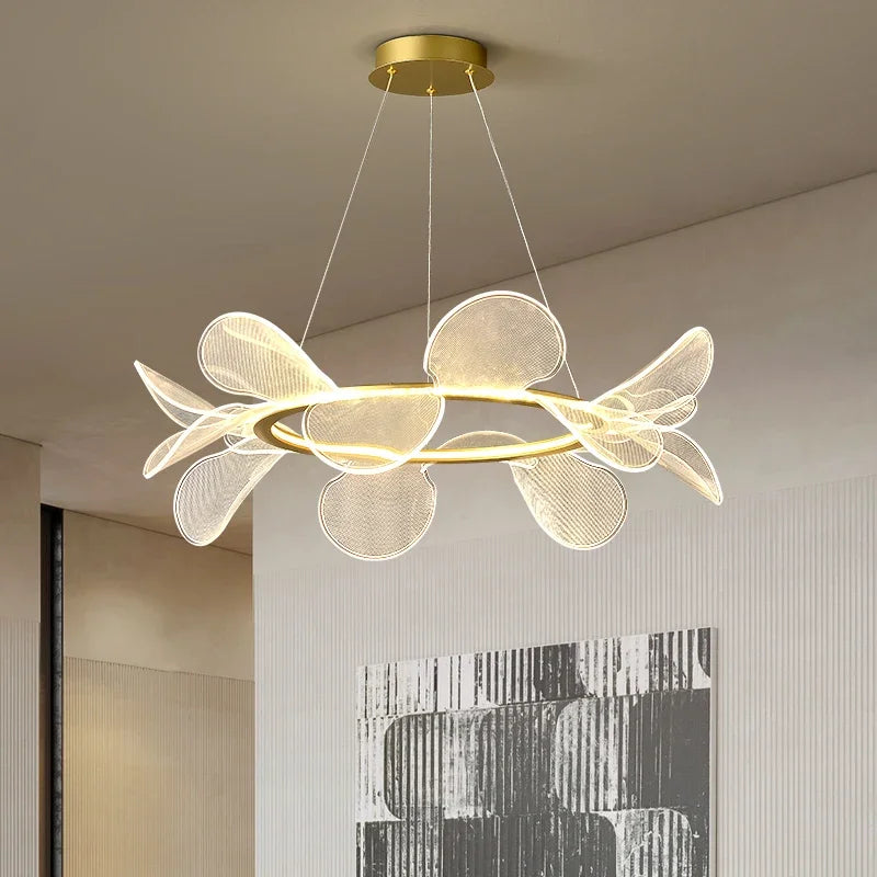Moderne kristallen LED kroonluchter met bloemblaadjes