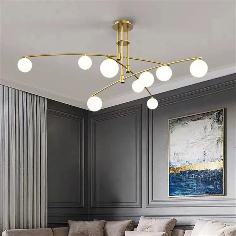 minimalistische glazen kroonluchter in Scandinavische stijl voor binnenhuisdecoratie