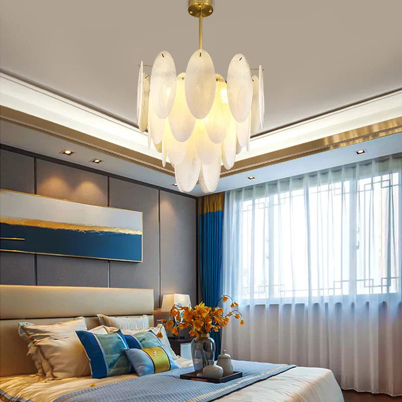 moderne glazen designlamp met veren en led-verlichting