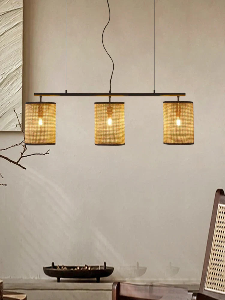 retro rotan kroonluchter in landelijke stijl voor creatieve verlichting