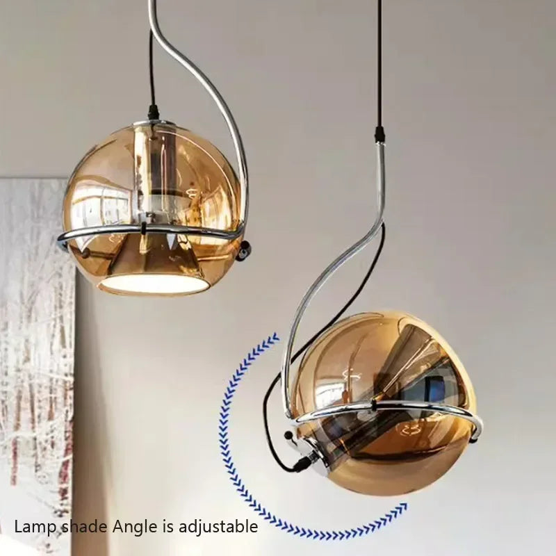 retro Amerikaanse kroonluchter van amberkleurig glas voor creatieve sfeer