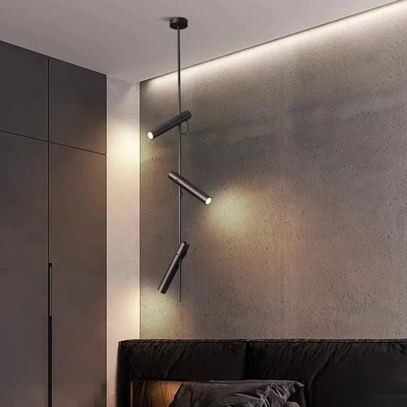 minimalistische led kroonluchter van ijzer en staal met 1/2/3 draaibare koppen